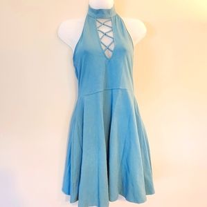 Express teal halter top dress